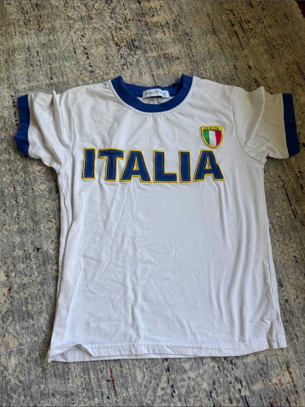 Italia White & Blue Kids T-Shirt